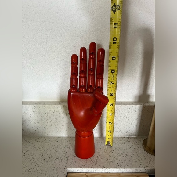 Vintage Woden Red Articulated Moveable Right Hand - Picture 9 of 11